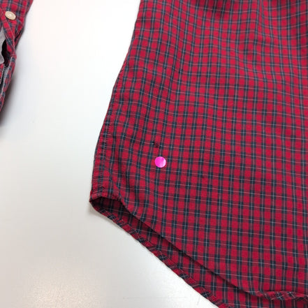 Chemise Nautica L Rouge Carreaux Logo Brodé Tencel Coton Homme