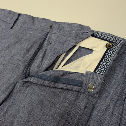 Pantalon Murano Baird McNutt 100% Lin Bleu Chino Taille W34 L34
