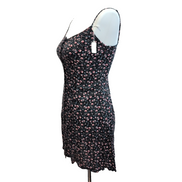 Robe Fleurie Taille XS Noir Rose 100% Viscose Bretelles Réglables