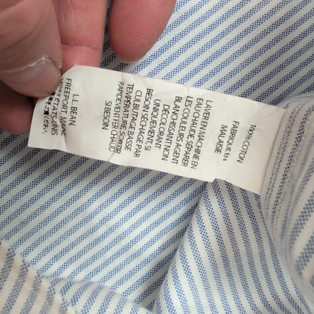 Chemise L.L. Bean bleue à rayures manches longues taille XL #207e