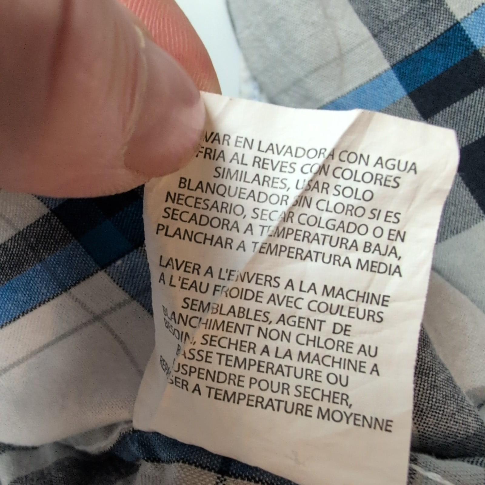 Chemise Wrangler 2XL Blanc Bleu et Gris à Grands Carreaux