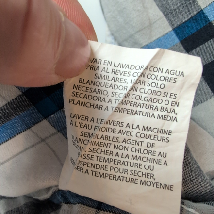 Chemise Wrangler 2XL Blanc Bleu et Gris à Grands Carreaux