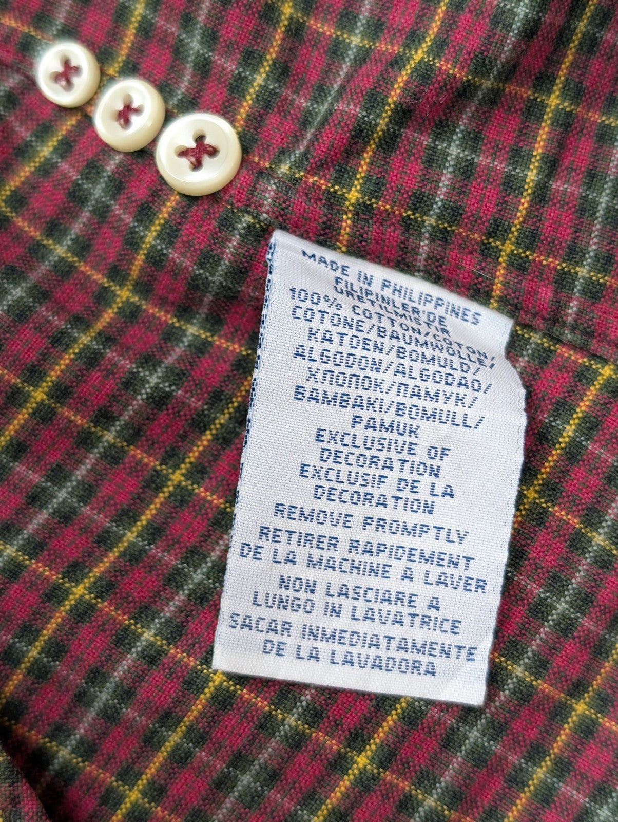 Chemise Ralph Lauren Bordeaux à Carreaux Manches Longues - Taille S