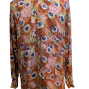 Chemise Hawaïenne Man Seta 100% Soie Fine Motif oeil de Paon - Taille M