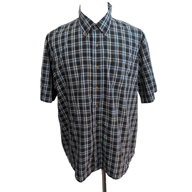 Chemise Wrangler Manche Courte Noire Bleue Blanche Carreaux Taille XL Une Poche