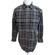 Chemise Carhartt M Flanelle Verte Grise Carreaux 100% Coton 2 Poches