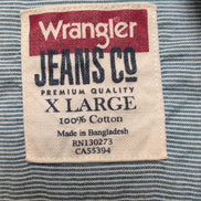 Chemise Wrangler Bleue Fines Rayures 100% Coton Manches Longues Taille XL