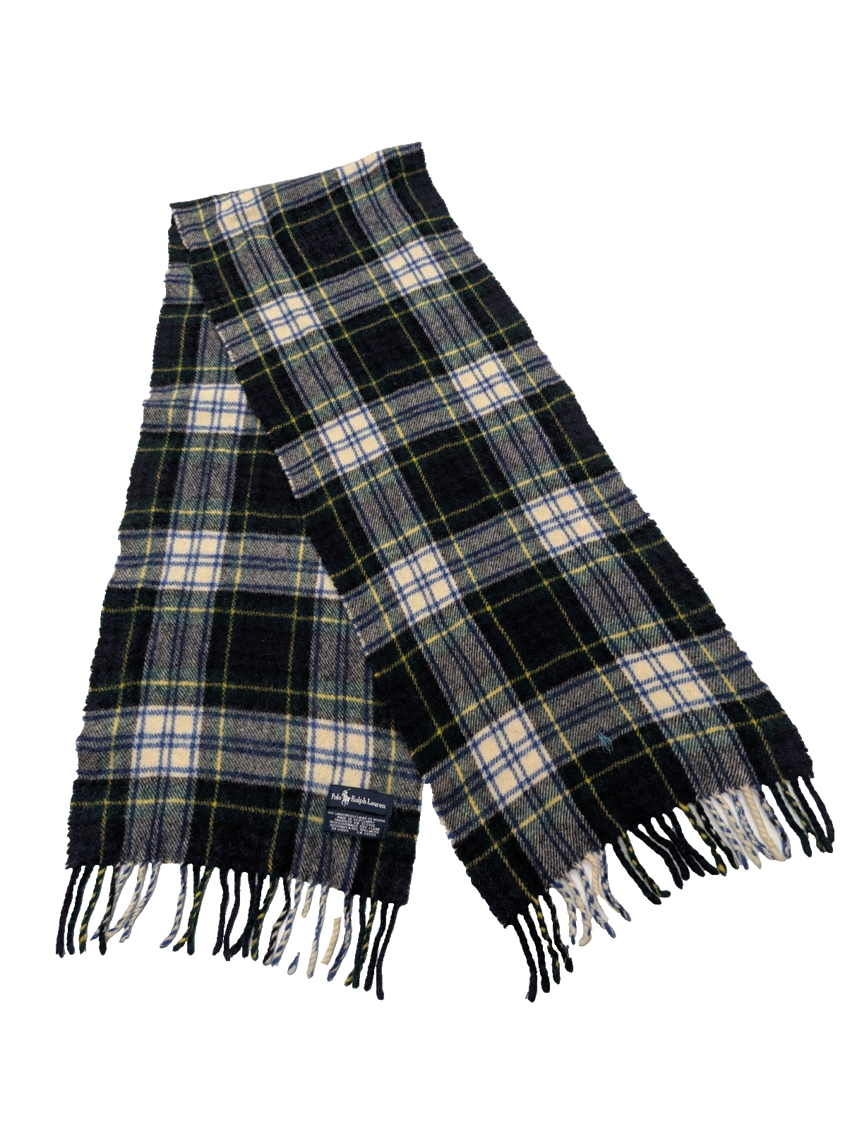 Écharpe Polo Ralph Lauren Tartan 100% Laine Lambswool Made in Scotland