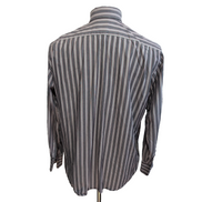Chemise Lacoste L Rayures Marron Rose Bleu Coton Logo Poche manches longues