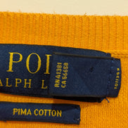 Pull Polo Ralph Lauren orange col V logo bleu Pima Cotton taille S