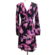 Robe COMMA 34 Cache-Cœur Noir Rose Motif Abstrait Neuve Étiquette