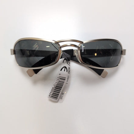 Lunettes de soleil Y2K Rectangulaires Gris Satiné Branches Larges Robustes