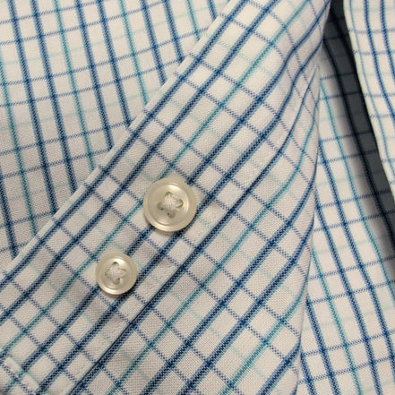 Chemise L.L. Bean blanche à carreaux bleu et vert 1 poche taille L/XL