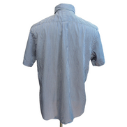 Chemise Ralph Lauren Rayures Bleues Logo Jaune L Coton Manches Courtes