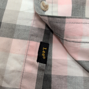 Chemise Lee stretch rose pâle et grise à carreaux poche manches courtes T. XXL
