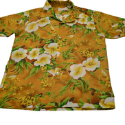 Chemise hawaïenne jaune fleurie manches courtes taille M #644 hawaienne