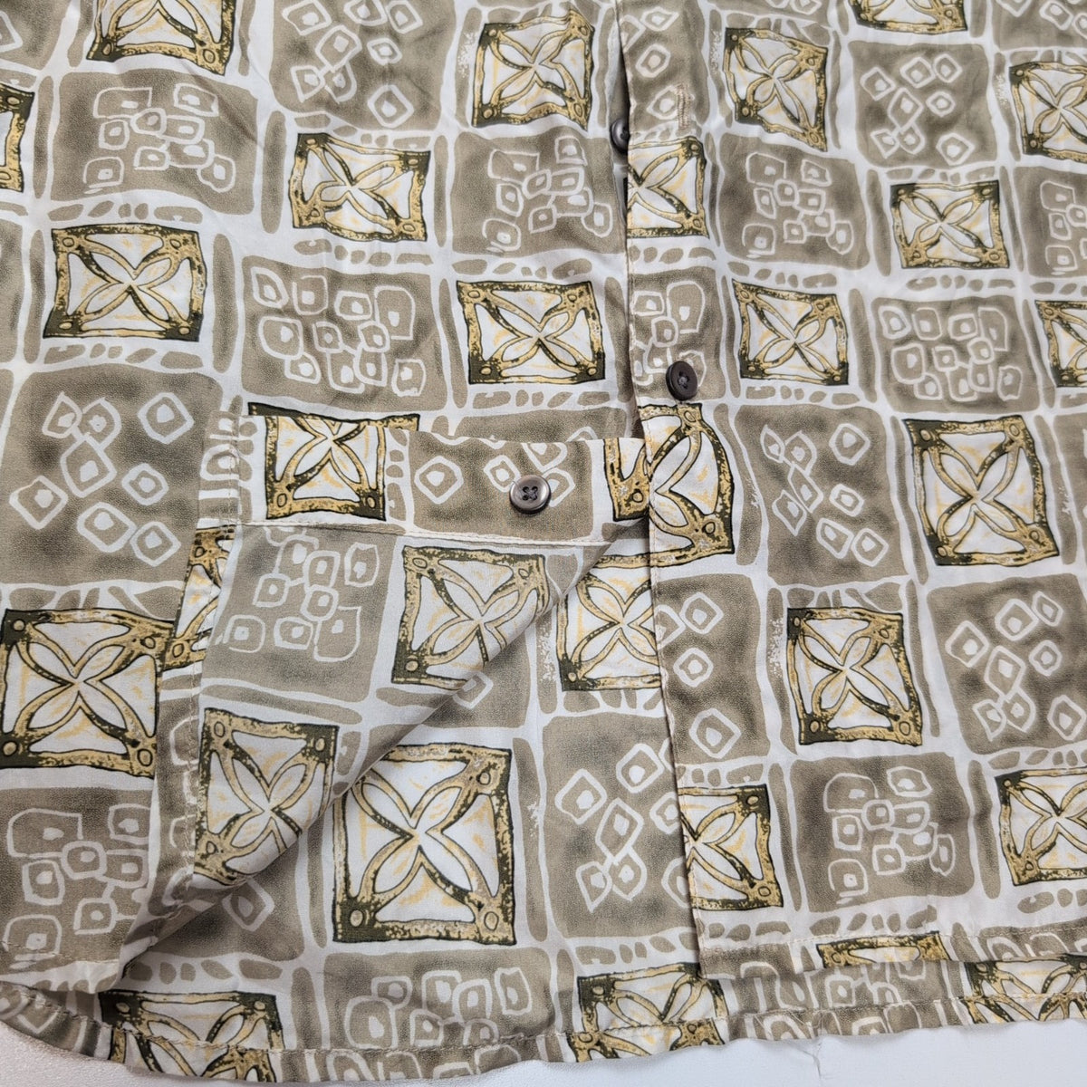 Chemise hawaïenne Roundtree & Yorke taille 2XL beige motif géométrique