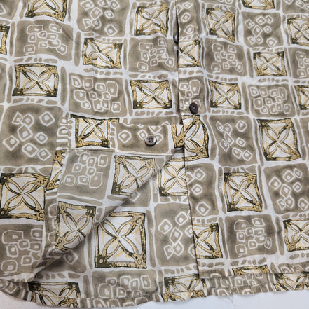 Chemise hawaïenne Roundtree & Yorke taille 2XL beige motif géométrique