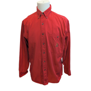 Chaps Ralph Lauren Chemise Rouge Unie Manches Longues 100% Coton Homme M