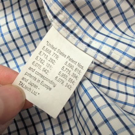 Chemise LL Bean bleu carreaux manches longues Wrinkle Resistant 1 poche L (2XL)