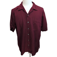 Chemise Hawaïenne Brandini Soie Bordeaux Boutons effet Coquillage L