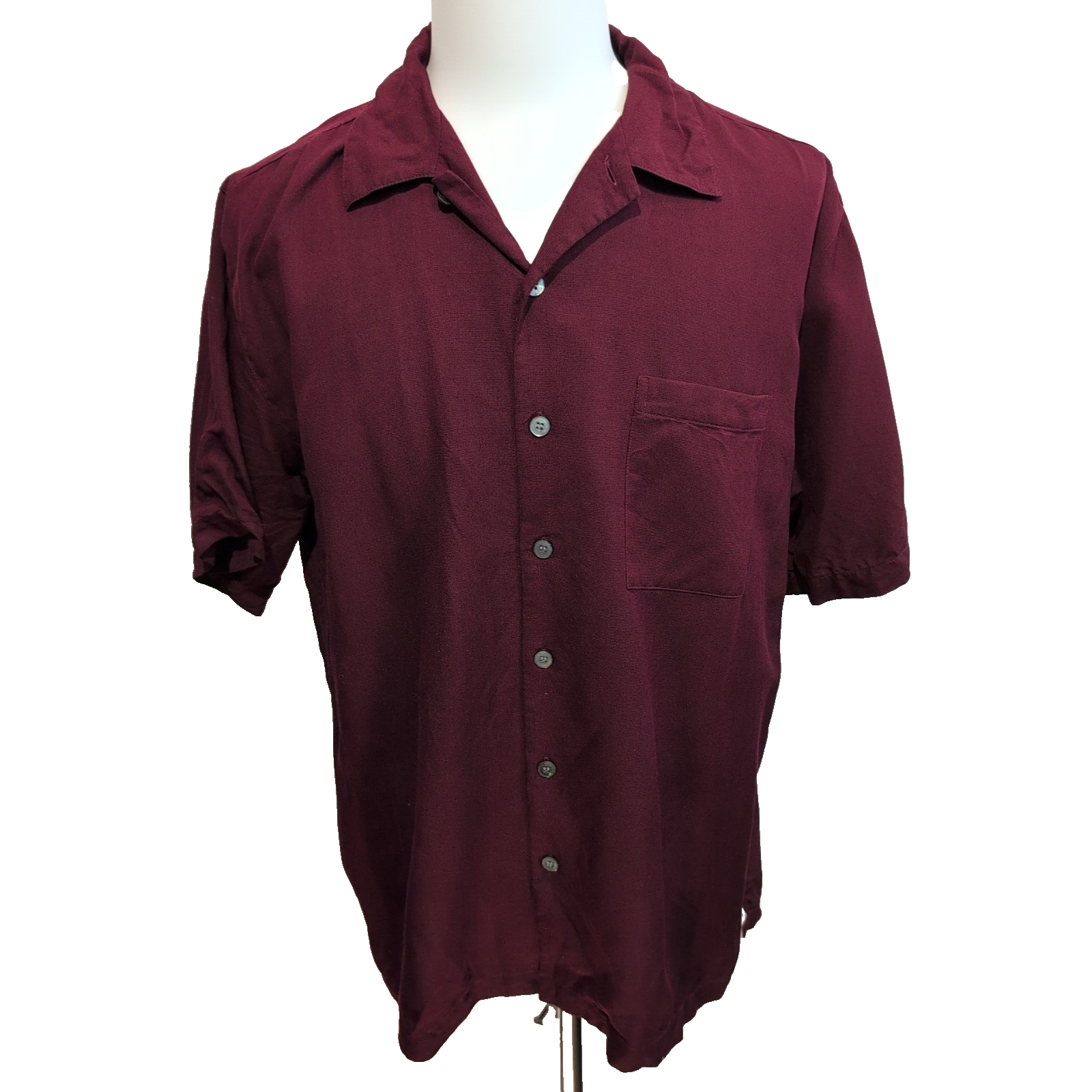 Chemise Hawaïenne Brandini Soie Bordeaux Boutons effet Coquillage L