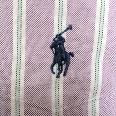 Chemise Ralph Lauren Big Shirt Vintage L Violet Pâle Rayures Logo Bleu Marine