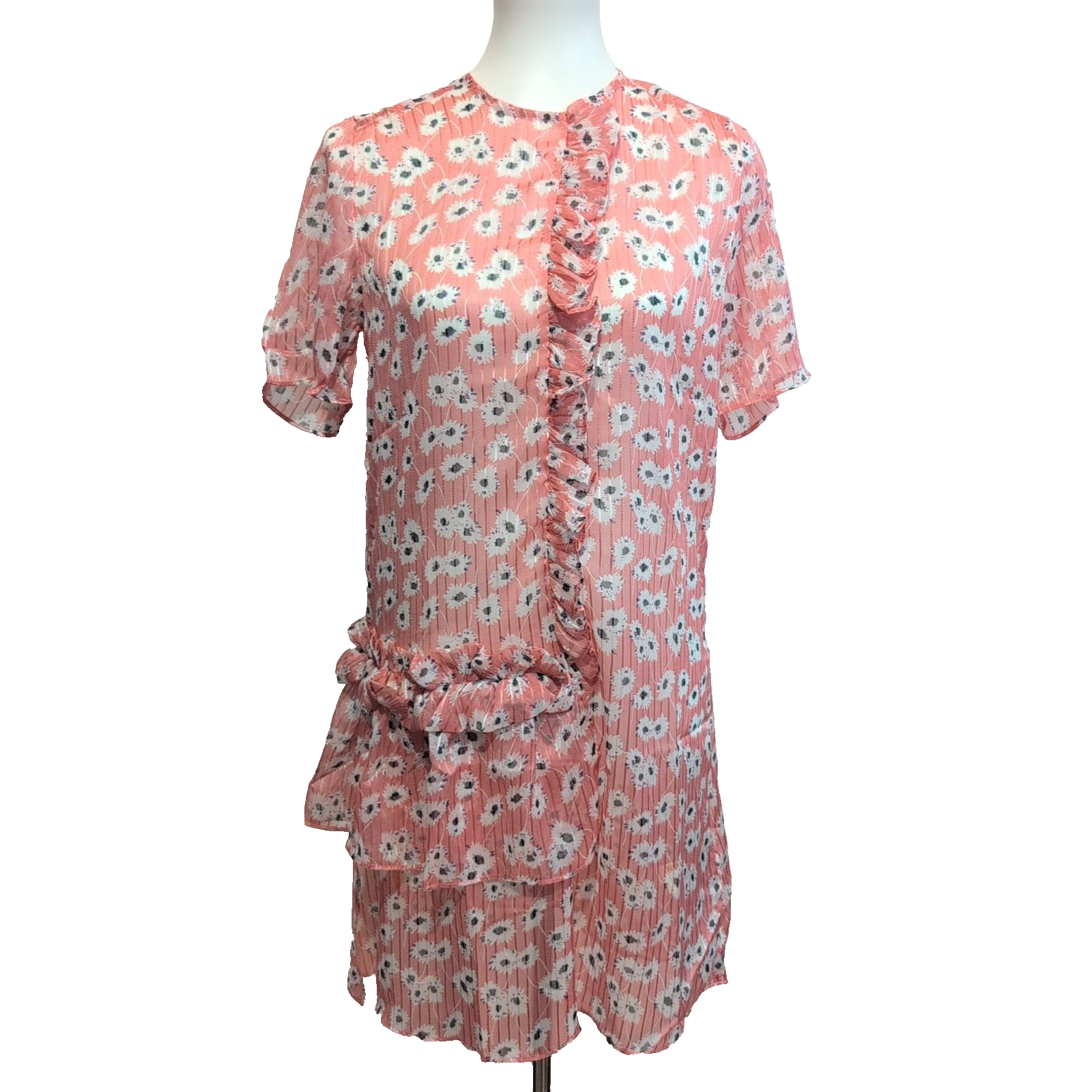 Robe Cubic S Rose Marguerites Manches Courtes Neuve Étiquette
