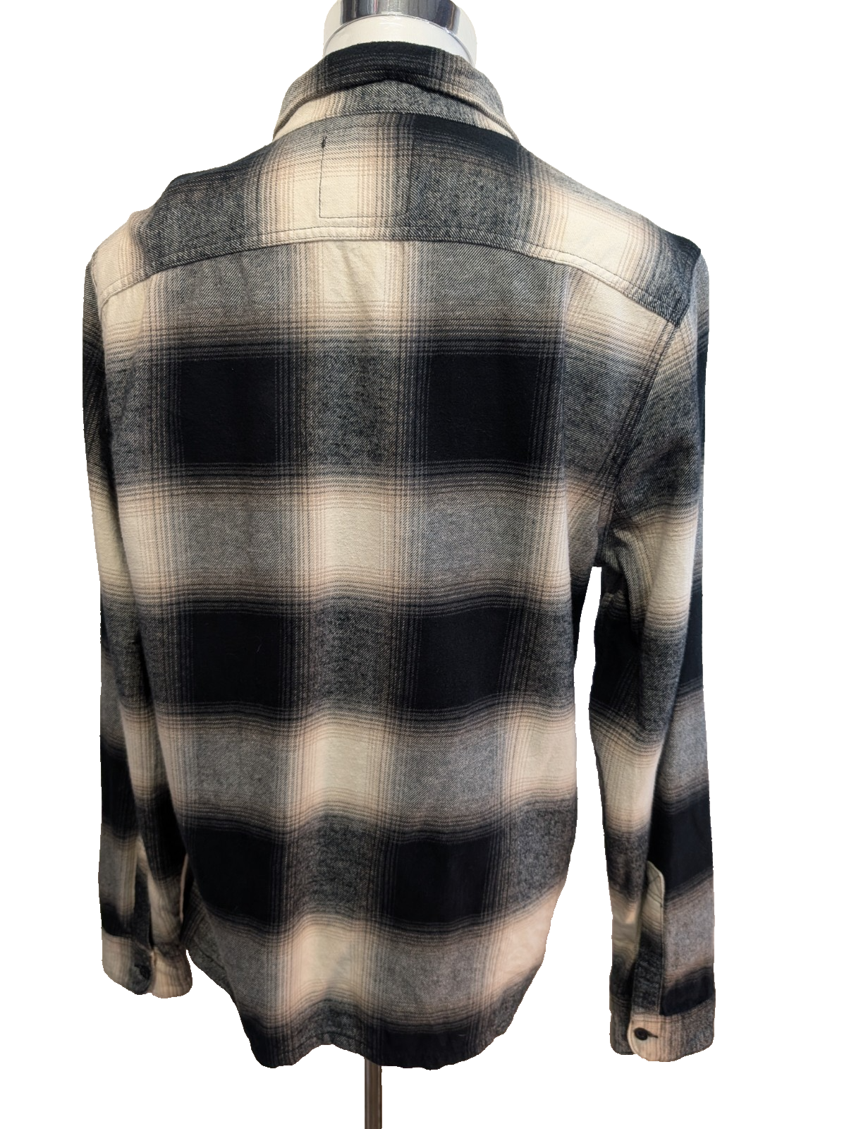 Chemise Flanelle HOLLISTER Homme L Noire Crème Carreaux Ajustée |284S