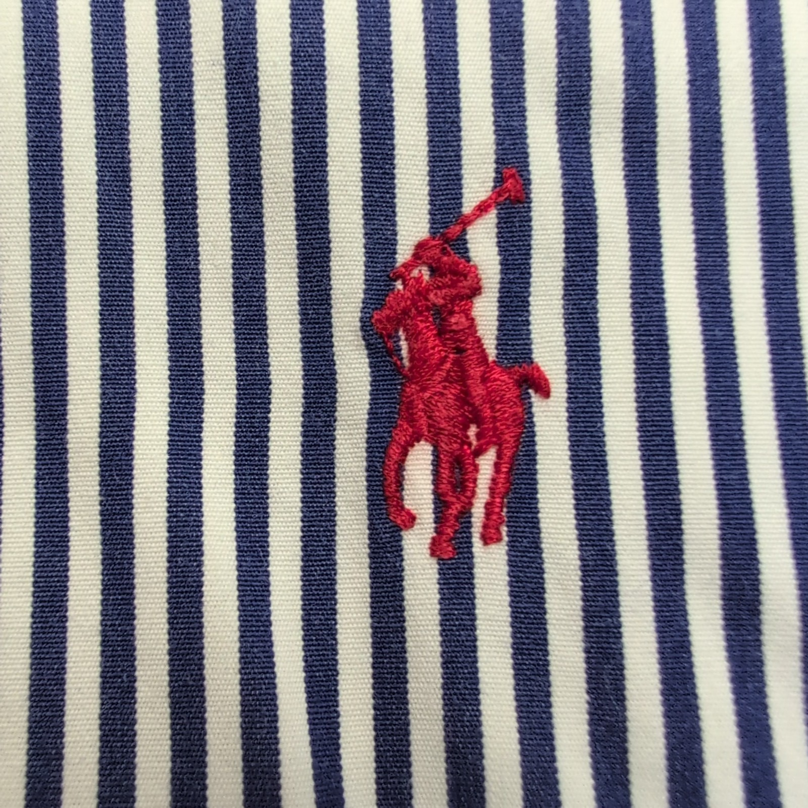 Chemise Ralph Lauren XL Bleue Rayures Logo Rouge Classic Fit Button Down Shirt
