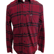 HOLLISTER Flanelle Épaisse Rouge Noir S Logo Brodé EE Boutons Gravés | 329S