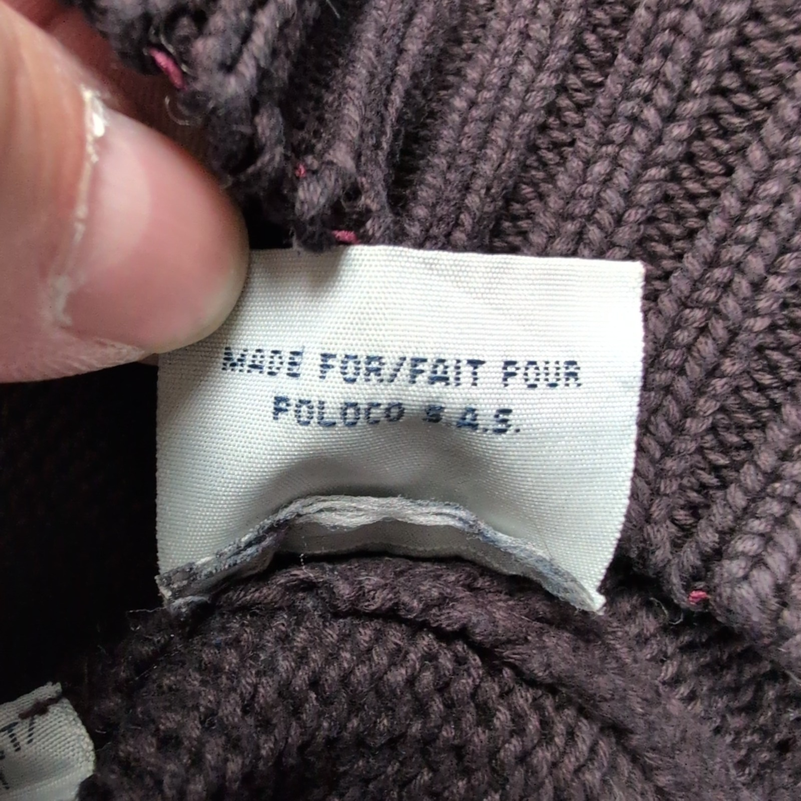 Pull Polo Ralph Lauren col rond bordeaux foncé tirant sur le marron taille L