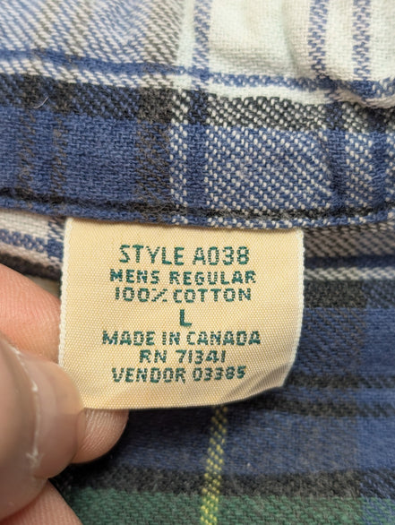 Chemise Surchemise L.L.Bean T.L Doublée Flanelle Toile/Jean Vert Vtg