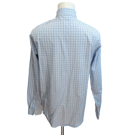 Chemise Brooks Brothers USA L Bleu Carreaux 100% Coton Made in Malaysia