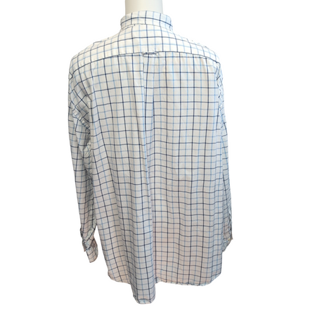 Nautica Chemise Vintage Blanche Carreaux Bleus Manches Longues Homme 3XL