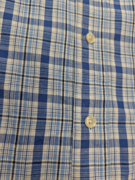 Chemise Chaps manches courtes bleu à carreaux taille L #229msch