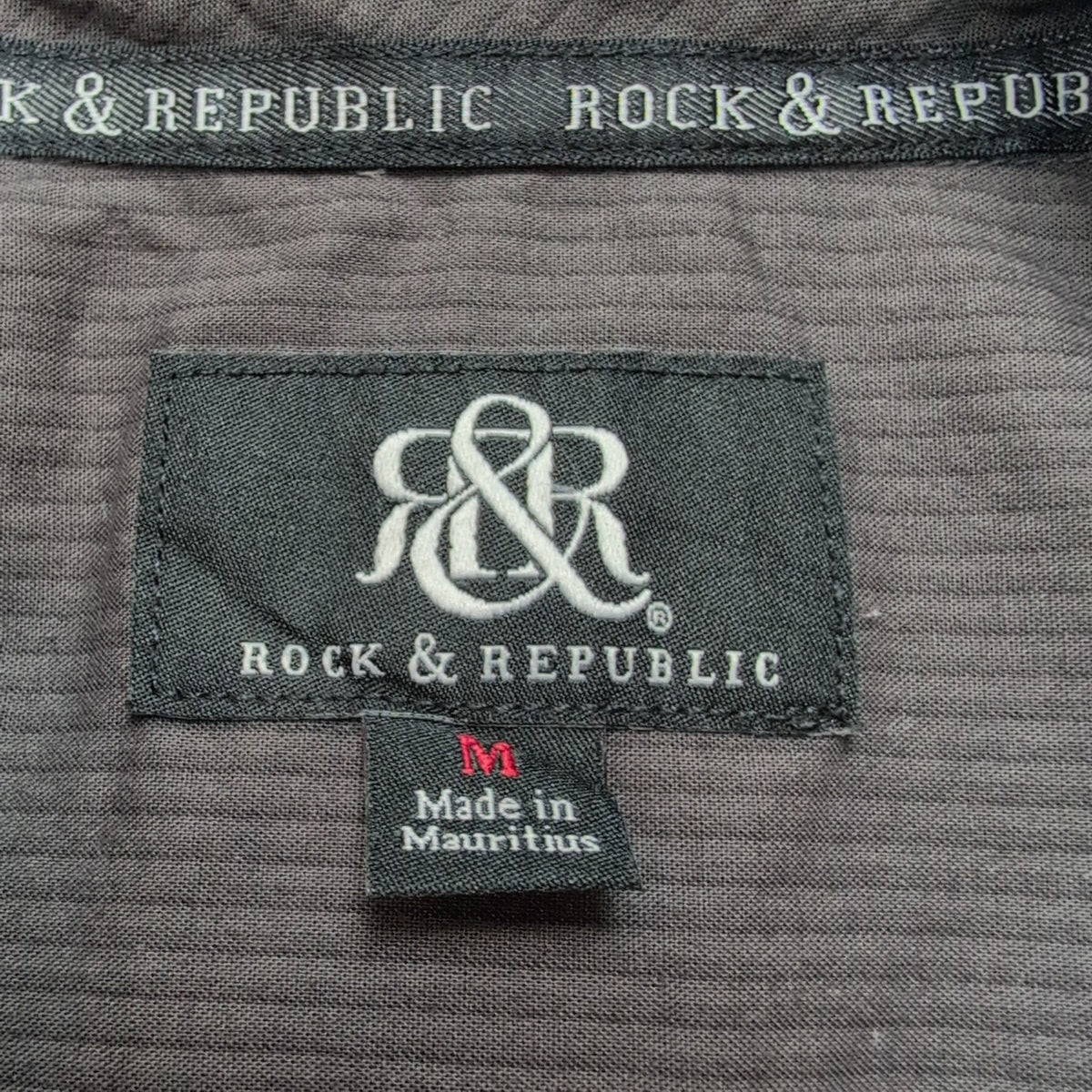 Chemise Rock & Republic M marron rayures manches courtes 100% coton