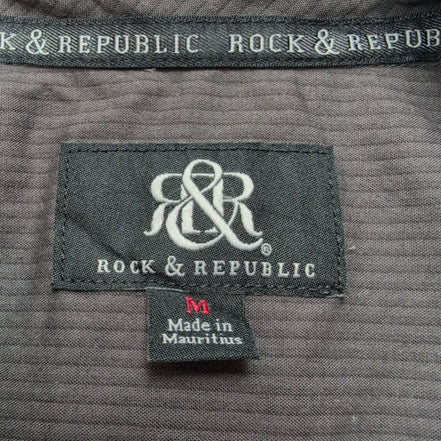 Chemise Rock & Republic M marron rayures manches courtes 100% coton