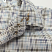 Chemise Lacoste XL 44 Made in France Carreaux Bleu Logo Poche manches longues