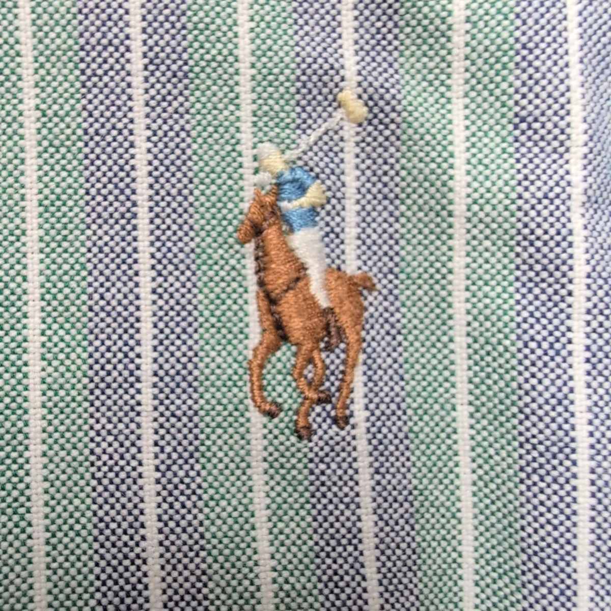 Chemise Ralph Lauren Yarmouth M/L Oxford Rayures Bleu Vert Button Down Shirt