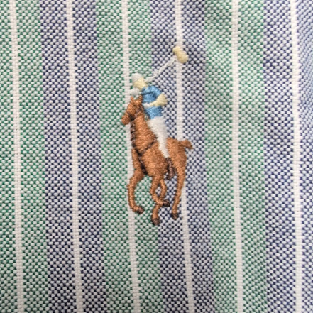 Chemise Ralph Lauren Yarmouth M/L Oxford Rayures Bleu Vert Button Down Shirt