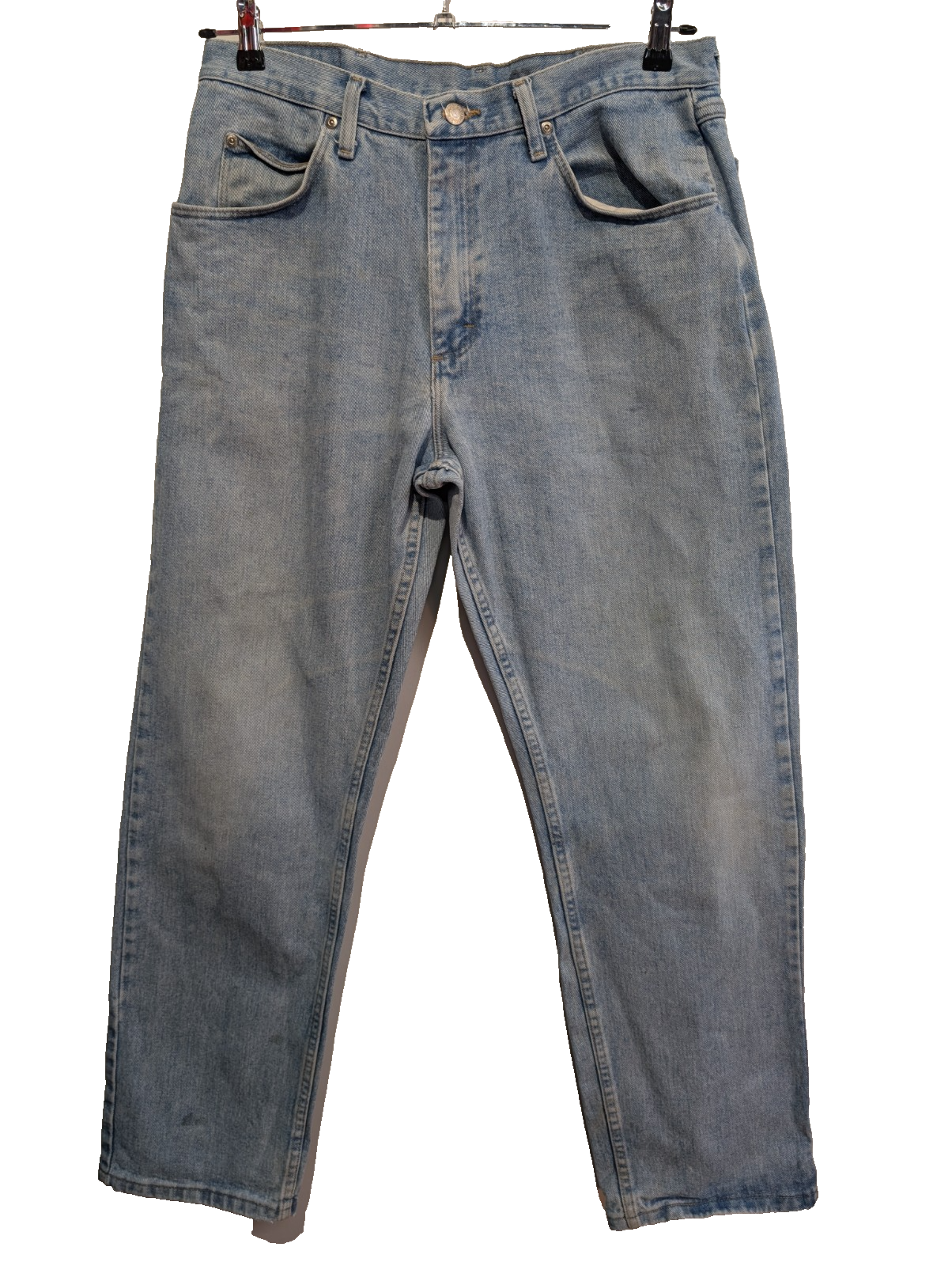 Jean Wrangler Relaxed Fit Bleu Clair W34 L32 Toile Épaisse Vintage Homme