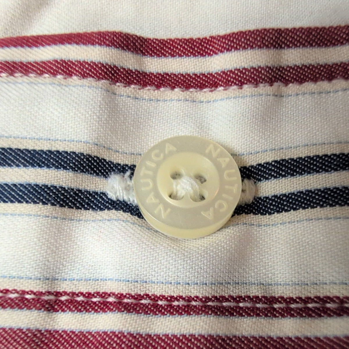 Chemise Nautica Traveller Twill L Rayures Rouge Blanc 100% Coton manches longues