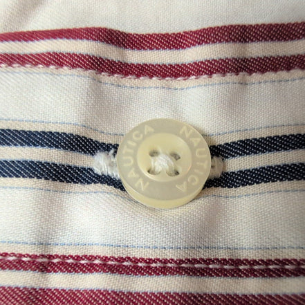 Chemise Nautica Traveller Twill L Rayures Rouge Blanc 100% Coton manches longues