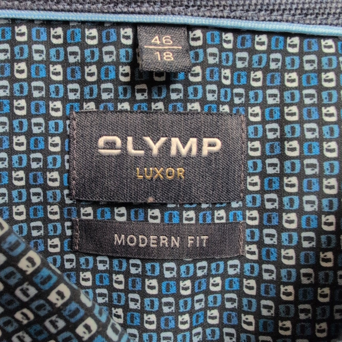 Chemise Olymp Luxor Bleu Foncé Motif Coton Manches Longues Taille XXL