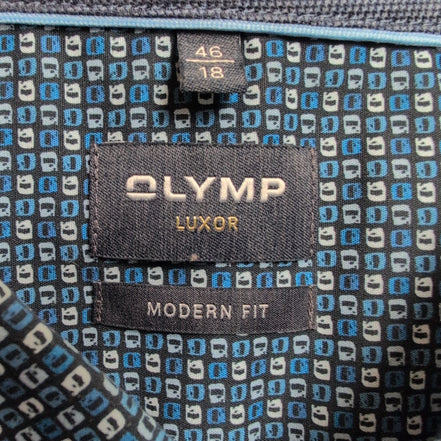 Chemise Olymp Luxor Bleu Foncé Motif Coton Manches Longues Taille XXL