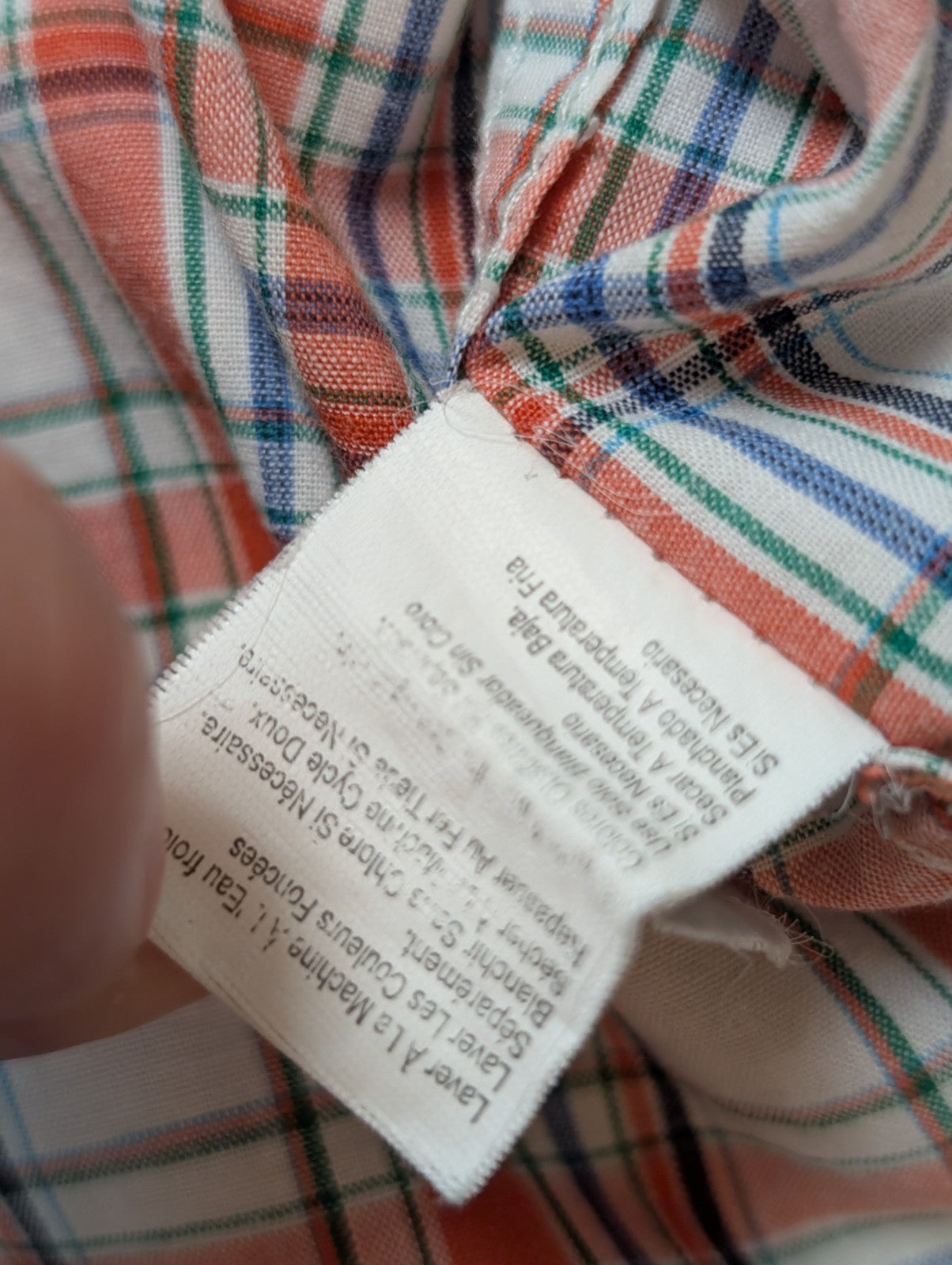 Chemise CHAPS orange manches courte à carreaux taille L 1 poche homme