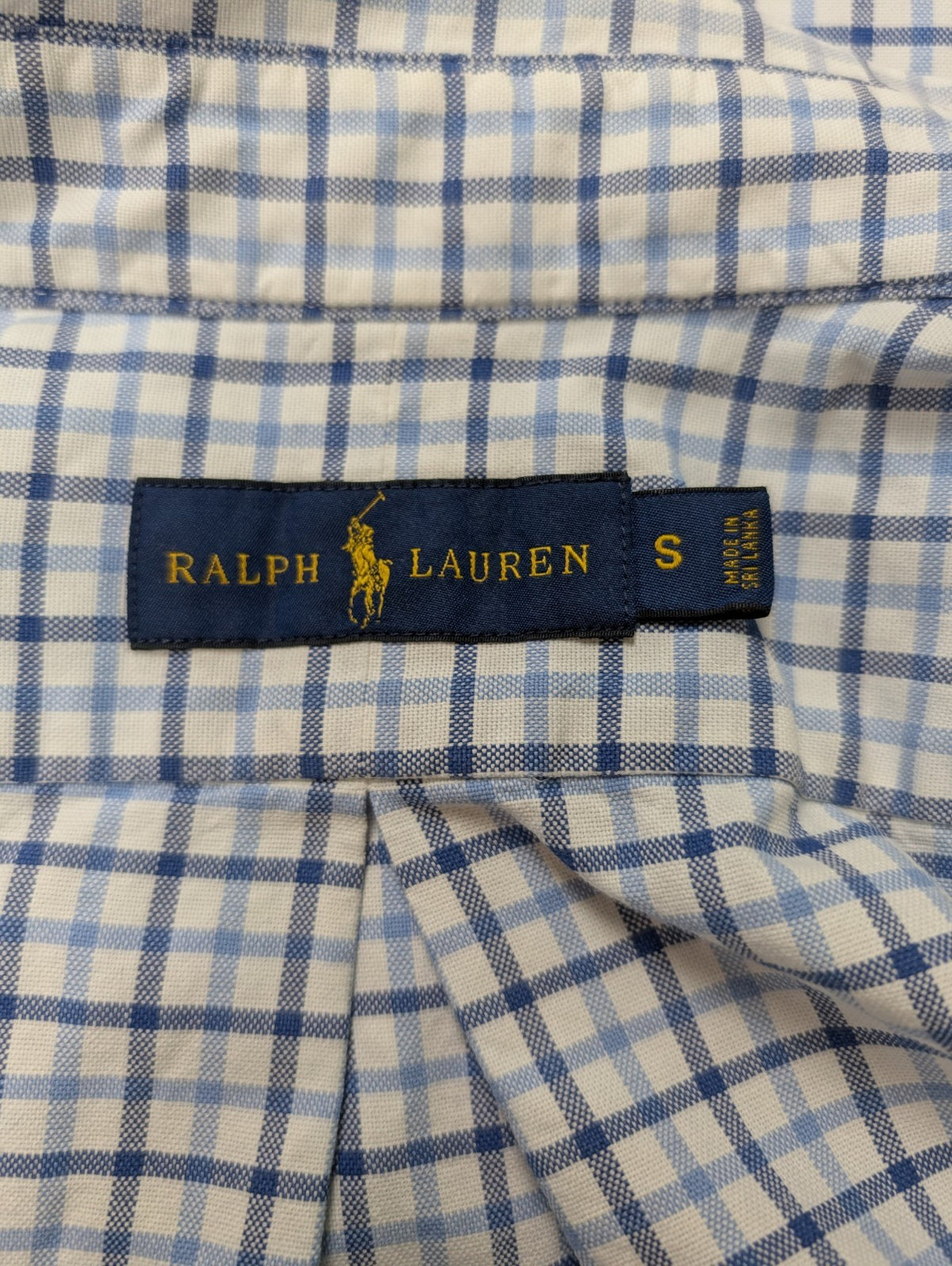 Ralph Lauren Chemise Homme S Bleu Blanc Gingham Manches Longues Logo Bleu Marine