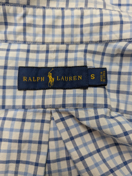 Ralph Lauren Chemise Homme S Bleu Blanc Gingham Manches Longues Logo Bleu Marine