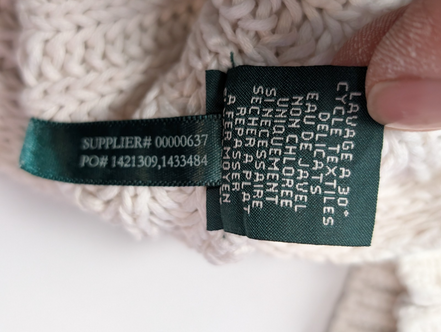 Pull Lauren Ralph Lauren femme L blanc écru maille ajourée col roulotté